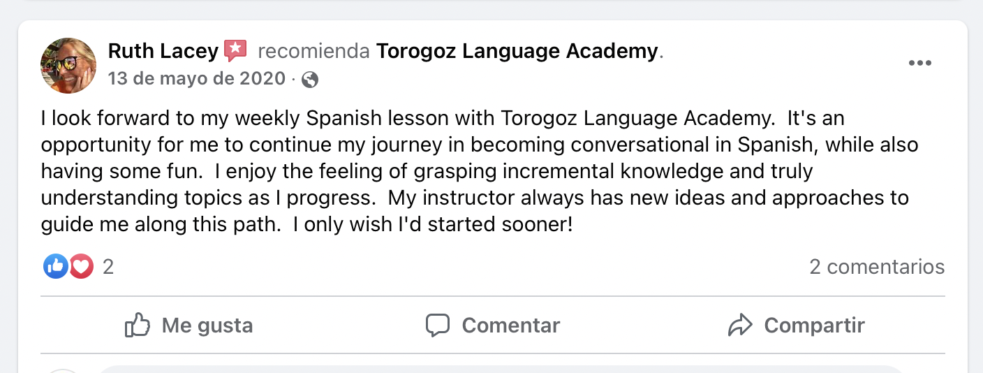 Private Spanish lessons with Torogoz
